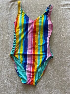 🆕 Bleu Rod Beattie Women's Multicolor Striped One-Piece Swimsuit Size 8